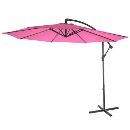 Acerra zweefparasol, parasol zonwering, Ø 3m kantelbaar, polyester/staal 11kg ~ roze zonder voet