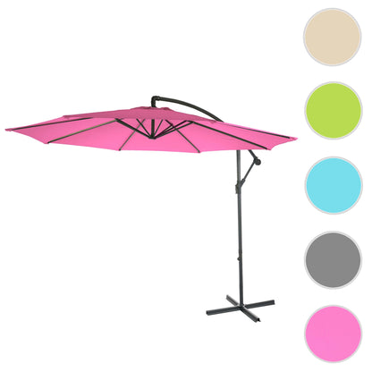 Acerra zweefparasol, parasol zonwering, Ø 3m kantelbaar, polyester/staal 11kg ~ roze zonder voet