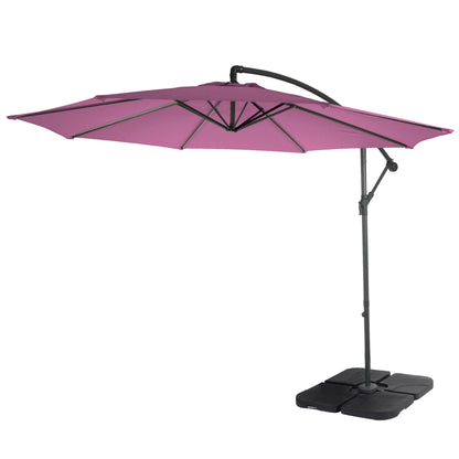 Acerra zweefparasol, parasol, Ø 3m kantelbaar, polyester/staal 11kg ~ lavendel-rood met voet