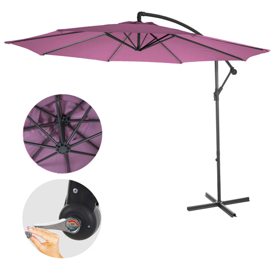 Acerra zweefparasol, parasol, Ø 3m kantelbaar, polyester/staal 11kg ~ lavendel-rood zonder voet