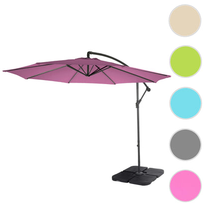 Acerra zweefparasol, parasol, Ø 3m kantelbaar, polyester/staal 11kg ~ lavendel-rood met voet