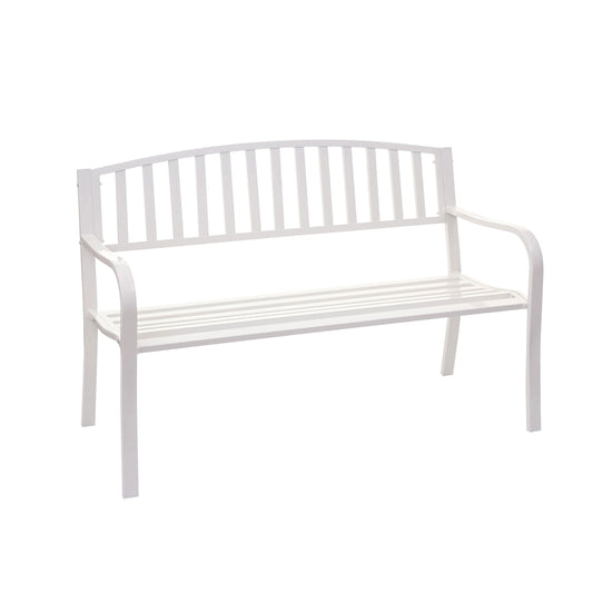 Tuinbank MCW-F43, parkbank, 2-zits gepoedercoat staal ~ wit