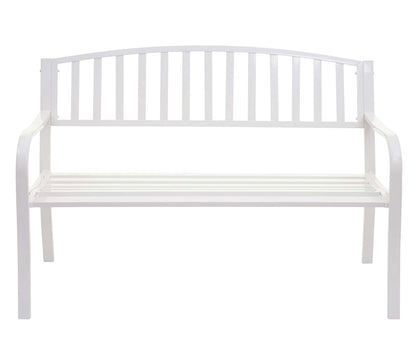 Tuinbank MCW-F43, parkbank, 2-zits gepoedercoat staal ~ wit