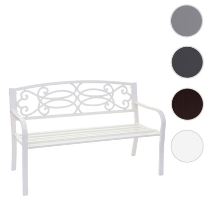 Tuinbank MCW-F44, parkbank, 2-zits gepoedercoat staal ~ wit