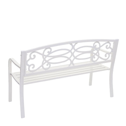 Tuinbank MCW-F44, parkbank, 2-zits gepoedercoat staal ~ wit