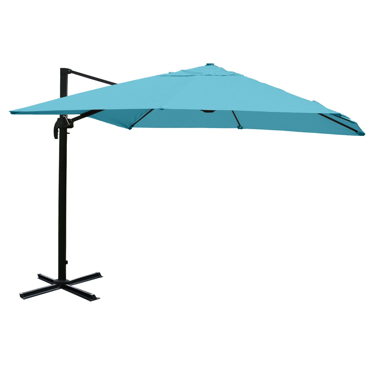 Zweefparasol MCW-A96, parasol, 3x4m (Ø5m) polyester/aluminium 26kg ~ turquoise zonder voet