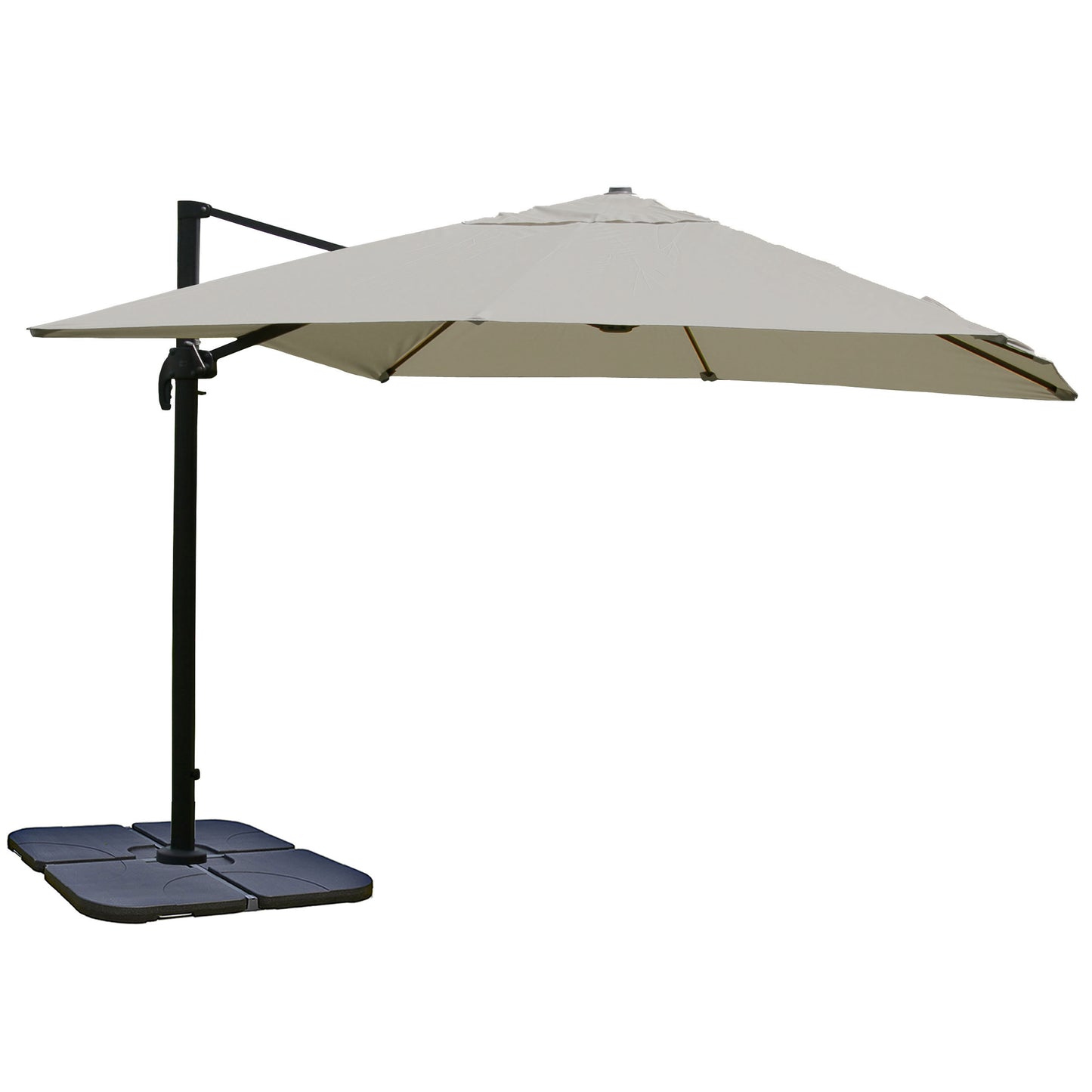 Zweefparasol MCW-A96, parasol, 3x4m (Ø5m) polyester/aluminium 26kg ~ creme-grijs met standaard, draaibaar