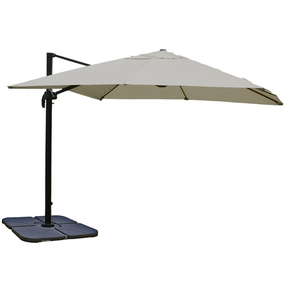 Zweefparasol MCW-A96, parasol, 3x4m (Ø5m) polyester/aluminium 26kg ~ creme-grijs met standaard, draaibaar