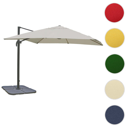 Zweefparasol MCW-A96, parasol, 3x4m (Ø5m) polyester/aluminium 26kg ~ creme-grijs met standaard, draaibaar