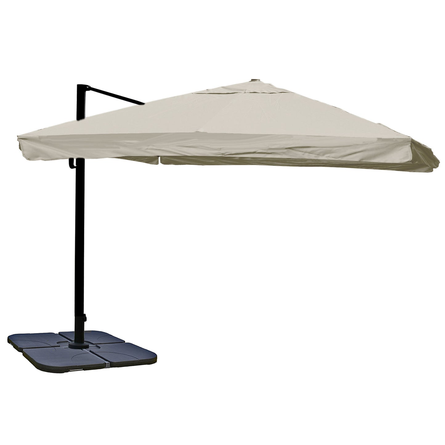Zweefparasol MCW-A96, parasol, 3x4m (Ø5m) polyester/aluminium 26kg ~ Flap, crèmegrijs met standaard, draaibaar