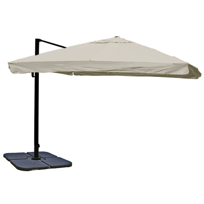Zweefparasol MCW-A96, parasol, 3x4m (Ø5m) polyester/aluminium 26kg ~ Flap, crèmegrijs met standaard, draaibaar