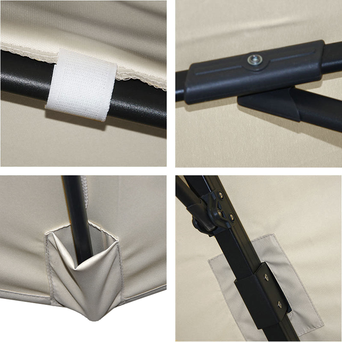 Zweefparasol MCW-A96, parasol, 3x4m (Ø5m) polyester/aluminium 26kg ~ Flap, crèmegrijs met standaard, draaibaar