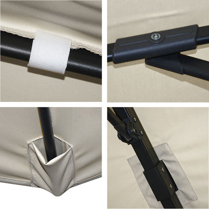Zweefparasol MCW-A96, parasol, 3x4m (Ø5m) polyester/aluminium 26kg ~ Flap, crèmegrijs met standaard, draaibaar