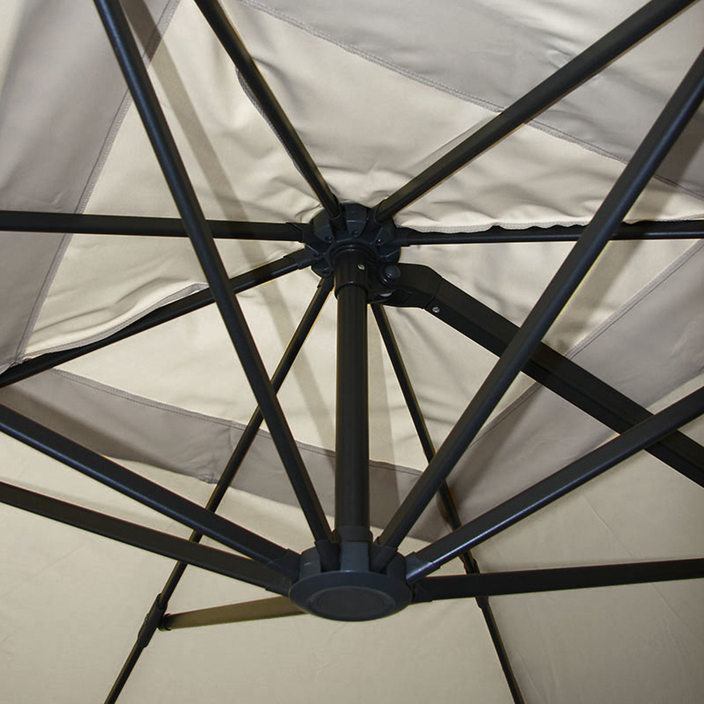 Zweefparasol MCW-A96, parasol, 3x4m (Ø5m) polyester/aluminium 26kg ~ creme-grijs met standaard, draaibaar