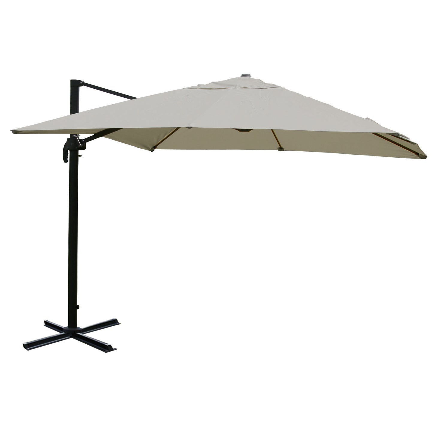 Zweefparasol MCW-A96, parasol, 3x4m (Ø5m) polyester/aluminium 26kg ~ creme-grijs zonder voet, draaibaar