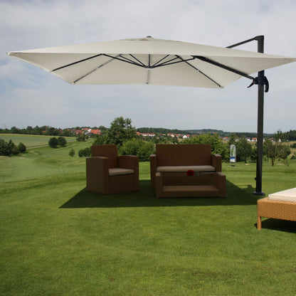 Zweefparasol MCW-A96, parasol, 3x4m (Ø5m) polyester/aluminium 26kg ~ creme-grijs zonder voet, draaibaar