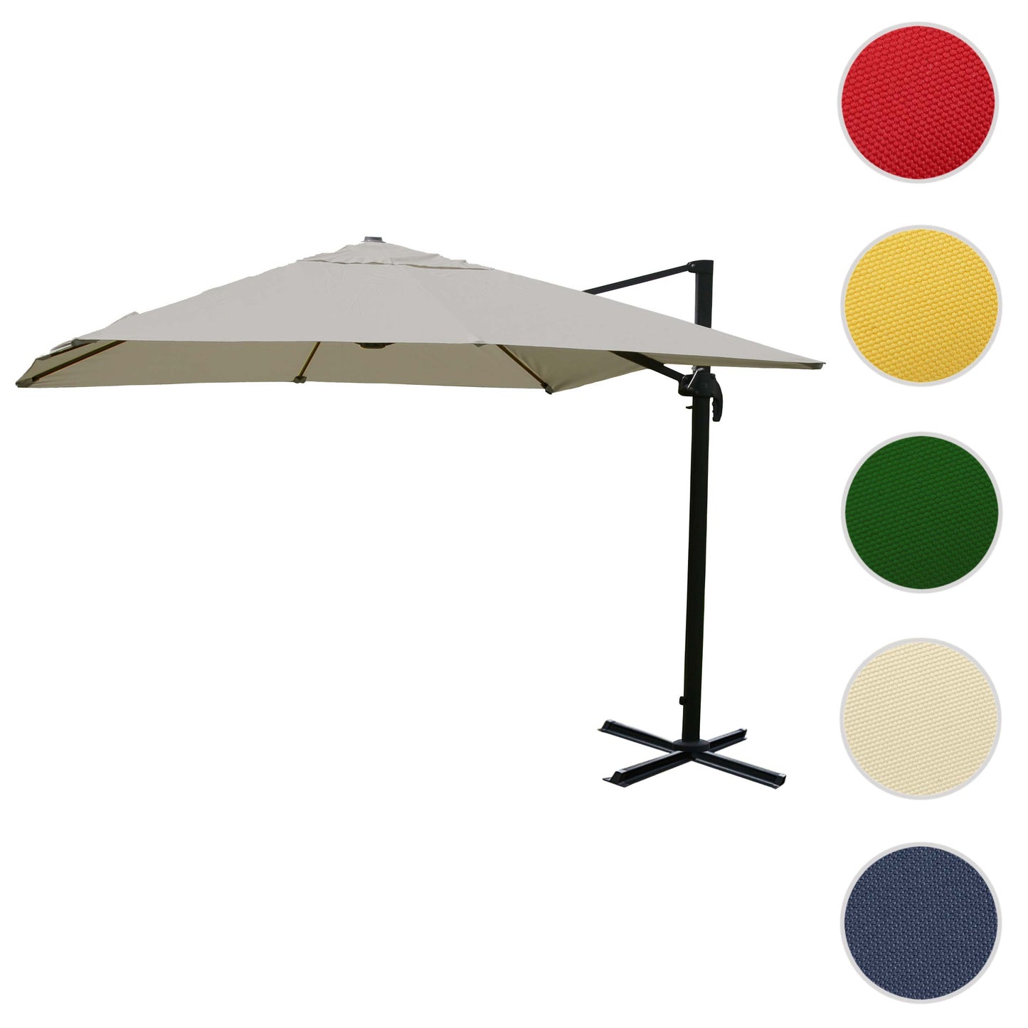 Zweefparasol MCW-A96, parasol, 3x4m (Ø5m) polyester/aluminium 26kg ~ creme-grijs zonder voet, draaibaar