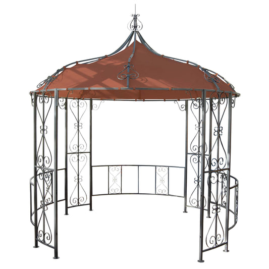 Pergola Almeria, rond tuinpaviljoen, stevig stalen frame Ø 3m ~ terracotta-bruin