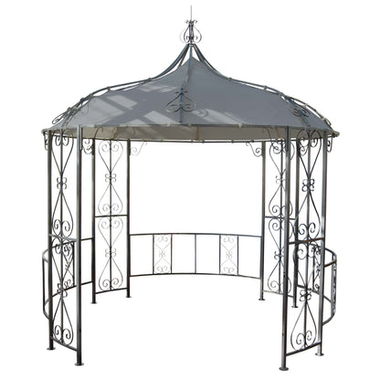 Pergola Almeria, rond tuinpaviljoen, stevig stalen frame Ø 3m ~ lichtgrijs