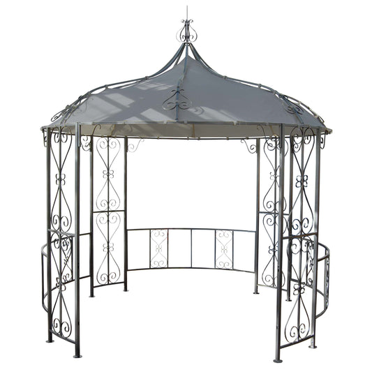 Pergola Almeria, rond tuinpaviljoen, stevig stalen frame Ø 3m ~ lichtgrijs