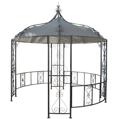 Pergola Almeria, rond tuinpaviljoen, stevig stalen frame Ø 3m ~ lichtgrijs