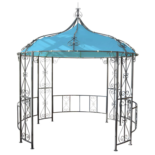 Pergola Almeria, rond tuinpaviljoen, stevig stalen frame Ø 3m ~ turquoise