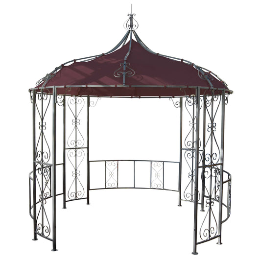 Pergola Almeria, rond tuinpaviljoen, stevig stalen frame Ø 3m ~ roodbruin