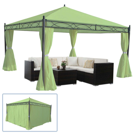 Pergola Cadiz, tuinpaviljoen, stevig 7cm frame met zijwand ~ groen 4x4m