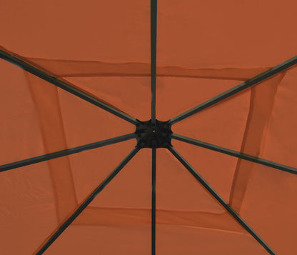 Pergola Cadiz, tuinpaviljoen, stevig 7cm frame met zijwand ~ terracotta-bruin 4x4m