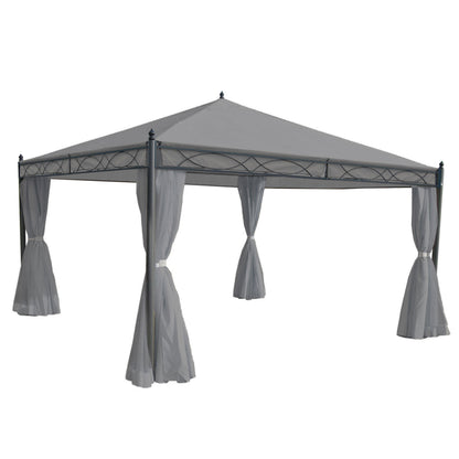 Pergola Cadiz, tuinpaviljoen, stevig 7cm frame met zijwand ~ lichtgrijs 4x4m