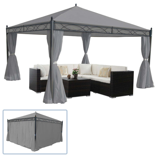 Pergola Cadiz, tuinpaviljoen, stevig 7cm frame met zijwand ~ lichtgrijs 4x4m
