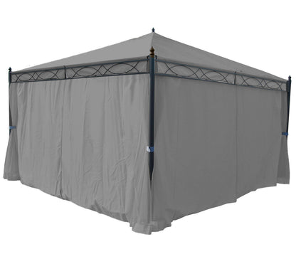 Pergola Cadiz, tuinpaviljoen, stevig 7cm frame met zijwand ~ lichtgrijs 4x4m