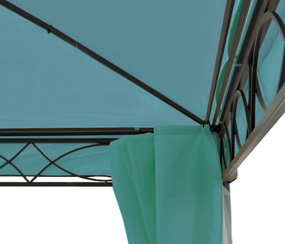 Pergola Cadiz, tuinpaviljoen, stevig 7cm frame met zijwand ~ turquoise 4x4m