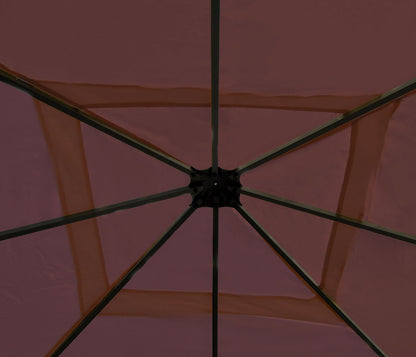 Pergola Cadiz, tuinpaviljoen, stevig 7cm frame met zijwand ~ roodbruin 4x4m