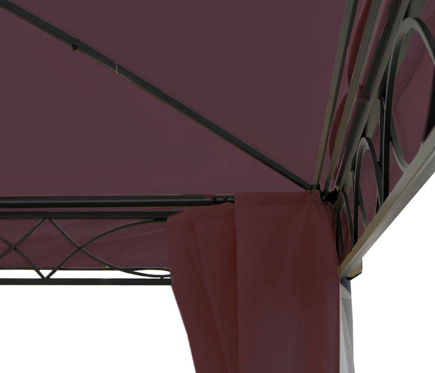 Pergola Cadiz, tuinpaviljoen, stevig 7cm frame met zijwand ~ roodbruin 4x4m
