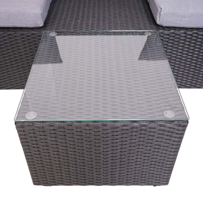 3in1 set MCW-J37, tuin/loungeset zonne-eiland, gesponnen poly-rattan MVG ~ antraciet, kussens lichtgrijs