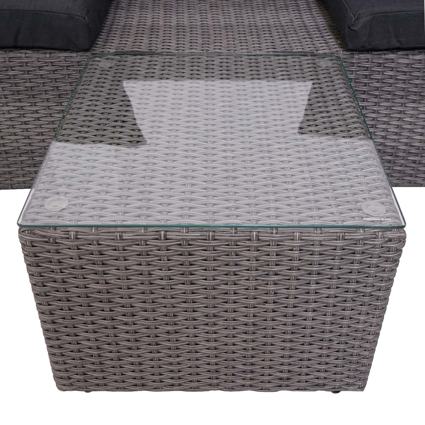 3in1 set MCW-J37, tuin/loungeset zonne-eiland, gesponnen poly-rattan MVG ~ grijs, antraciet kussens