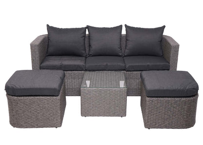 3in1 set MCW-J37, tuin/loungeset zonne-eiland, gesponnen poly-rattan MVG ~ grijs, antraciet kussens
