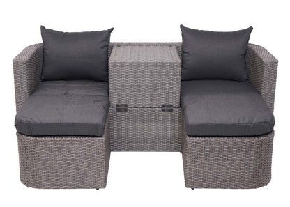 3in1 set MCW-J37, tuin/loungeset zonne-eiland, gesponnen poly-rattan MVG ~ grijs, antraciet kussens