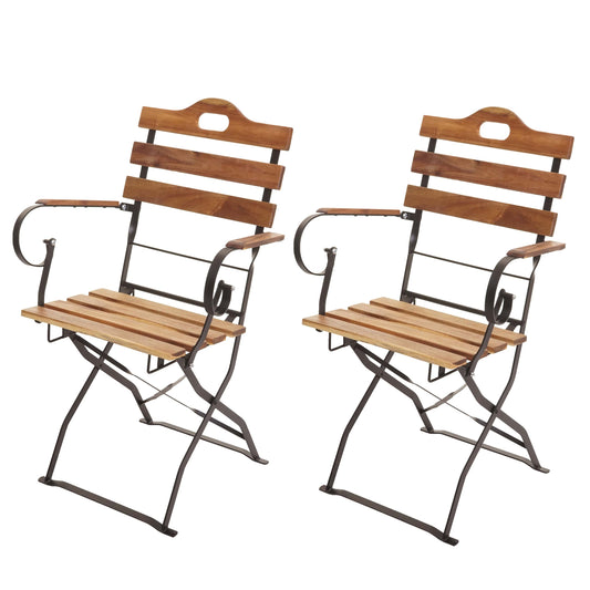 Set van 2 biertuinstoelen MCW-J40, klapstoel tuinstoel, horeca kwaliteit acacia MVG-gecertificeerd ~ natuurlijke kleur
