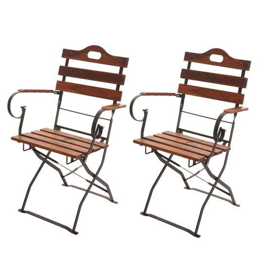 Set van 2 biertuinstoelen MCW-J40, klapstoel tuinstoel, horeca kwaliteit acacia MVG-gecertificeerd ~ bruin