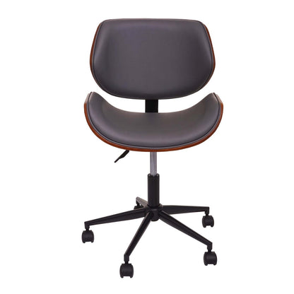 Bureaustoel MCW-G25, bureaustoel bureaustoel, gebogen notenhout look retro draaibaar in hoogte verstelbaar MVG ~ grijs