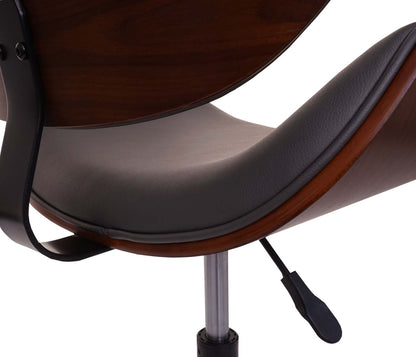 Bureaustoel MCW-G25, bureaustoel bureaustoel, gebogen notenhout look retro draaibaar in hoogte verstelbaar MVG ~ grijs
