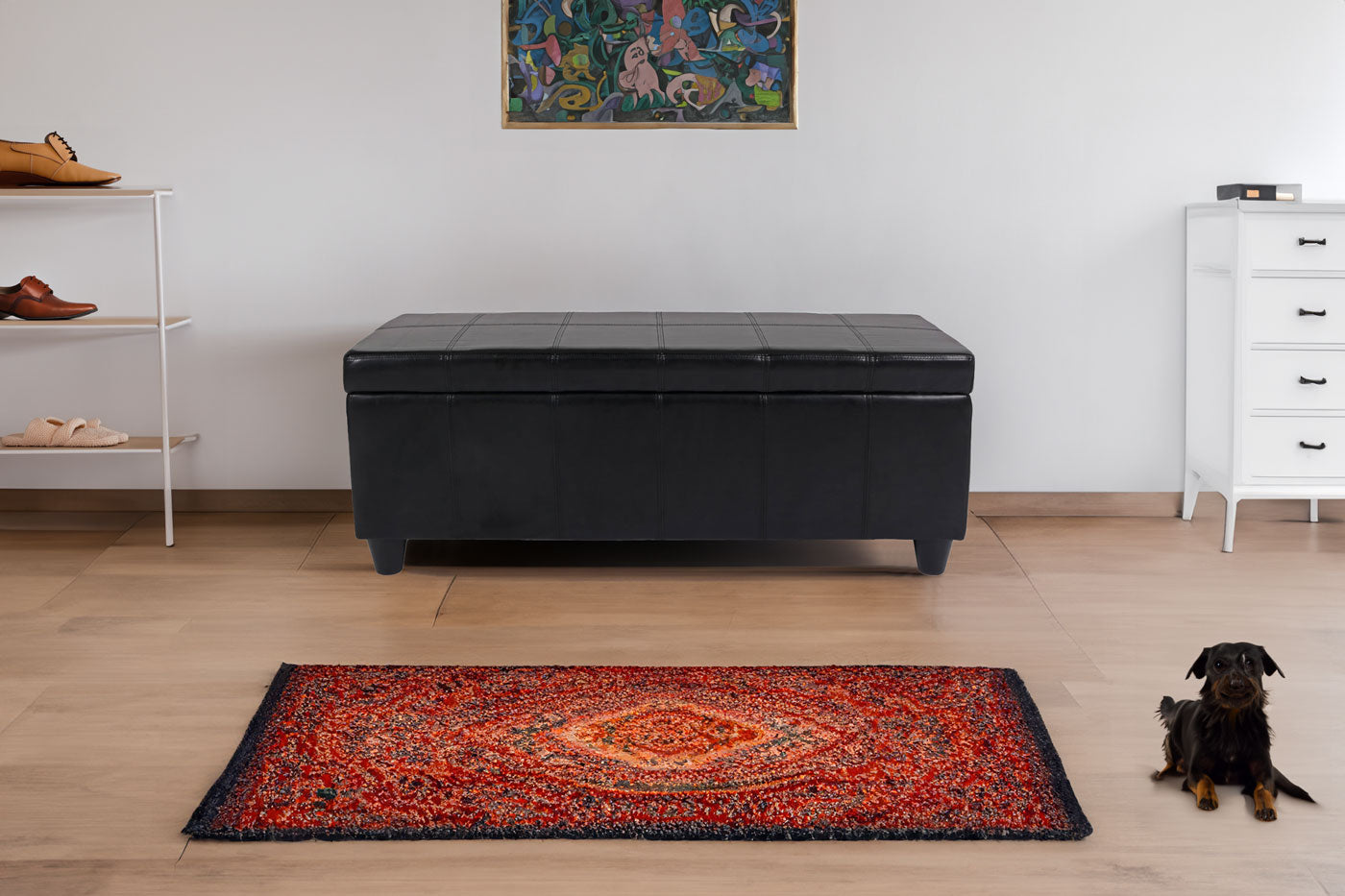 Bankzitting MET opbergruimte Kriens leder + kunstleder 112x45x45cm MVG-gecertificeerd ~ crème