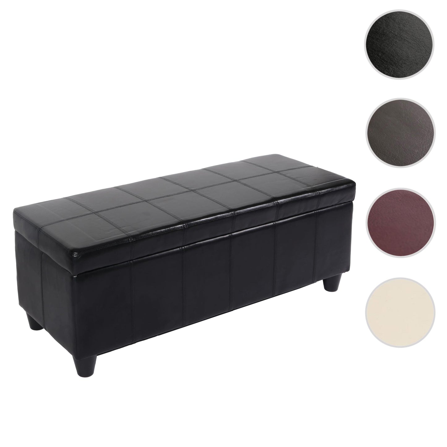Bankzitting MET opbergvak Kriens leder + kunstleder 112x45x45cm MVG-gecertificeerd ~ zwart