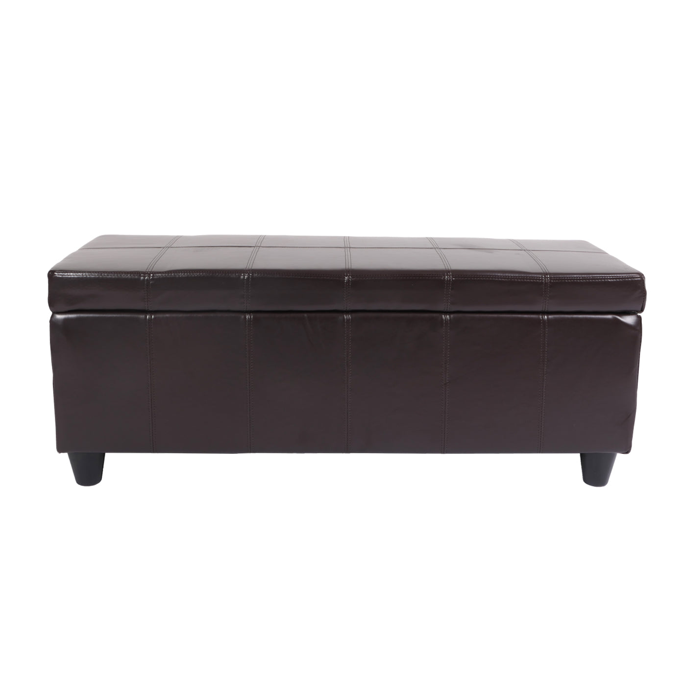 Opbergkist bank Kriens, leer + kunstleer, 112x45x45cm MVG-gecertificeerd ~ bruin