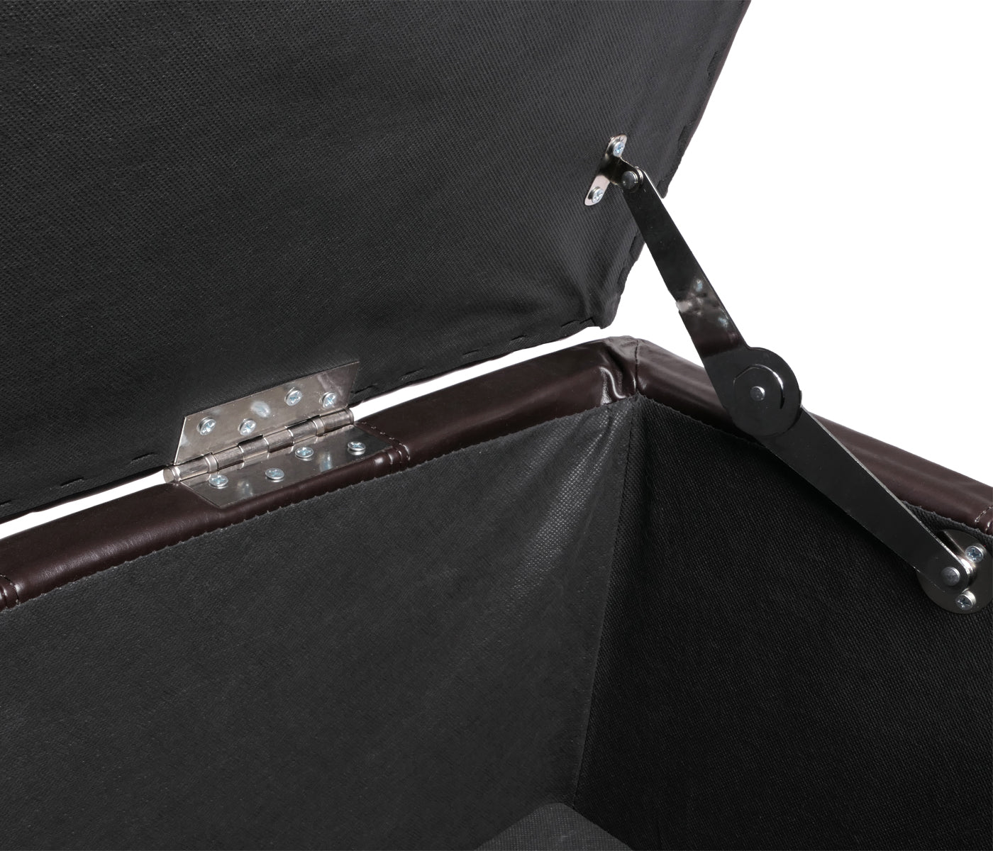 Opbergkist bank Kriens, leer + kunstleer, 112x45x45cm MVG-gecertificeerd ~ bruin