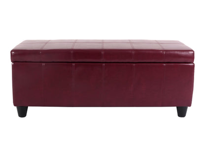 Bankzitting MET opbergvak Kriens leder + kunstleder 112x45x45cm MVG-gecertificeerd ~ rood