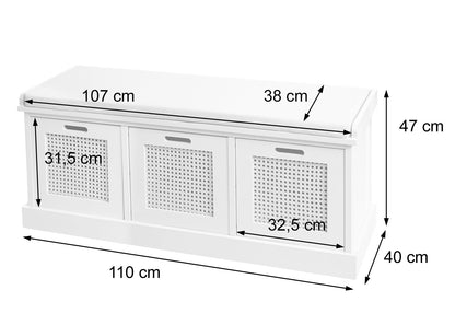 Bank MCW-J49, gestoffeerde bank garderobebank, kussens opbergboxen opbergvak 47x110x40cm ~ bruin, bekleding zwart