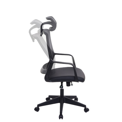 Bureaustoel MCW-J52, bureaustoel, ergonomische hoofdsteun, kunstleer ~ zwart